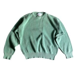 Vintage Lord Jeff Whaler Rib Fisherman Sweater Medium Cotton Green Made In USA